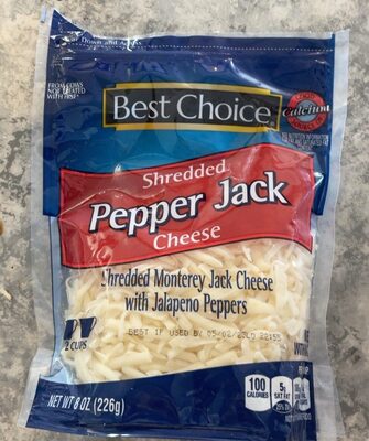 Pepper Jack Monterey Jack Shredded Cheese With Jalapeno Peppers, Pepper Jack
