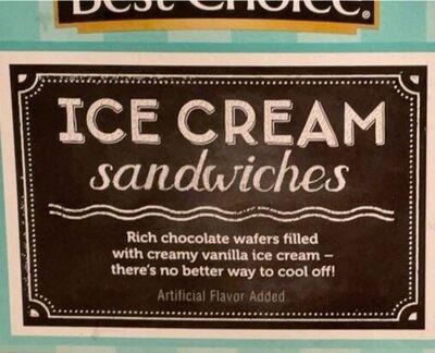 Rich Chocolate Wafers Filled With Creamy Vanilla Flavor Ice Cream Sandwiches, Rich Chocolate
