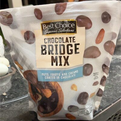 Chocolate Bridge Mix Nuts, Fruits And Creams Coated In Chocolate, Chocolate Bridge Mix