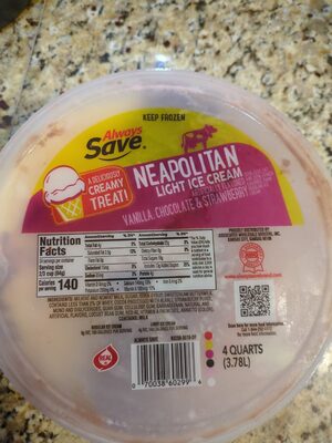 Neapolitan Vanilla, Chocolate & Strawberry Light Ice Cream, Neapolitan