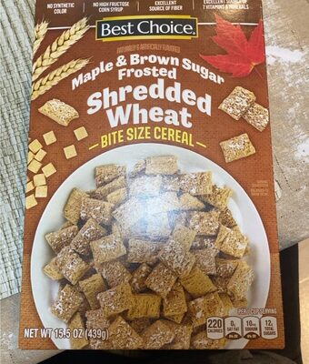 Maple & Brown Sugar Frosted Flavored Shredded Wheat Bite Size Cereal, Maple & Brown Sugar Frosted