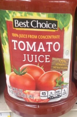 Tomato 100% Juice From Concentrate, Tomato