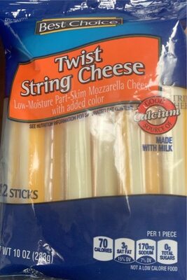 Mozzarella Low-Moisture Part-Skim Twist String Cheese, Mozzarella