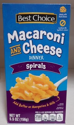 Spirals Macaroni And Cheese Dinner, Spirals
