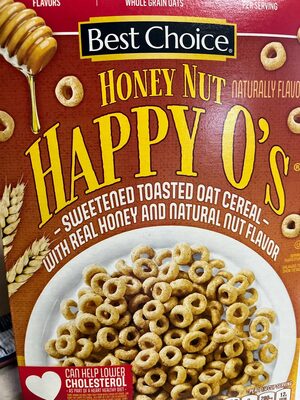 Honey Nut Happy O's Sweetened Toasted Oat Cereal, Honey Nut Happy O's