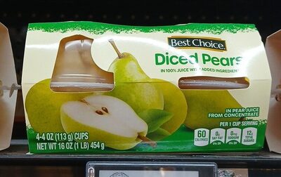 Diced Pears In Pear Juice, Pear Juice