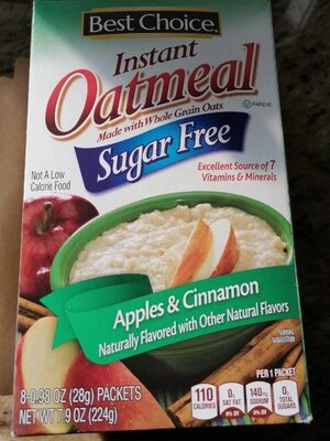 Apples & Cinnamon Flavored Sugar Free Instant Oatmeal, Apples & Cinnamon