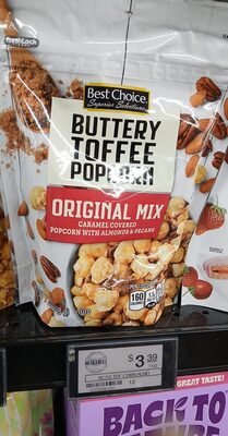 Buttery Caramel Covered Toffee Popcorn With Almonds & Pecans, Buttery With Almonds & Pecans