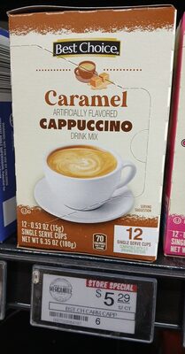 Caramel Flavored Cappuccino Drink Mix Single Serve Cups, Caramel