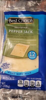 Pepper Jack Deli Style Monterey Jack Cheese With Jalapeno Peppers Natural Sliced Cheese, Pepper Jack