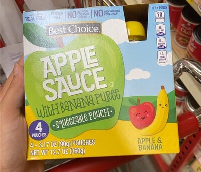 Apple & Banana Sauce With Banana Puree Squeezable Pouch, Apple & Banana