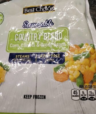 Country Blend Steamable Corn, Carrots & Green Beans, Country Blend