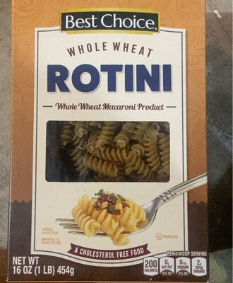 Whole Wheat Macaroni Product, Rotini