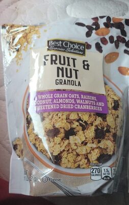 Fruit & Nut Whole Grain Oats, Raisins, Coconut, Almonds, Walnuts And Sweetened Dried Cranberries Granola, Fruit & Nut