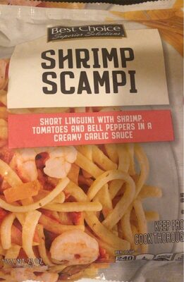 Shrimp Scampi Short Linguini With Shrimp, Tomatoes And Bell Peppers In A Creamy Garlic Sauce, Shrimp Scampi