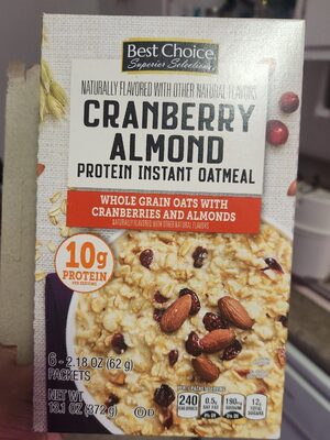 Cranberry Almond Flavored Protein Instant Oatmeal, Cranberry Almond