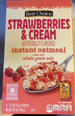 Strawberries & Cream Flavored Instant Oatmeal, Strawberries & Cream