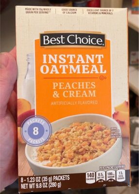 Peaches & Cream Flavored Instant Oatmeal, Peaches & Cream