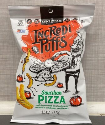 Saucilian Pizza A Melt-In-Your-Mouth Mix Of Marinara And Mozzarella In A Wholesome, Craveable Snack Incredi Puffs, Saucilian Pizza
