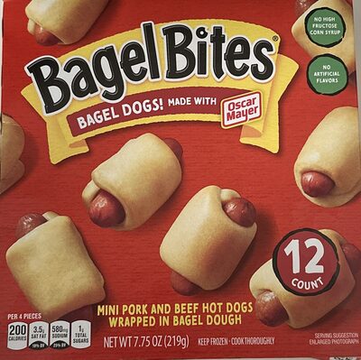 Bagel Dogs Mini Pork And Beef Hot Dogs Wrapped In Bagel Dough, Bagel Dogs
