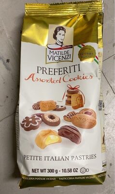 Assorted Preferiti Petite Italian Pastries Cookies, Pastry Cream, Cocoa Hazelnut, Cinnamon, Cocoa Cherry Shortbread, Cinnamon Signature Shortbread, Cocoa Vanilla, Shortbread With Cherry, Cocoa Cream, Orange Shortbread, Cocoa Vanilla, Cinnamon Signature Sh