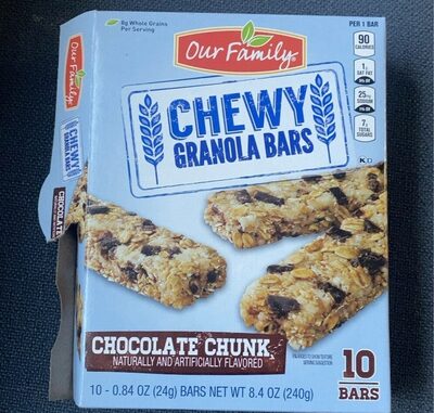 Chocolate Chunk Chewy Granola Bars, Chocolate Chunk