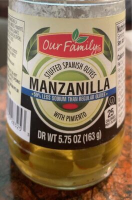 50% Less Sodium Manzanilla Stuffed Spanish Olives With Pimiento