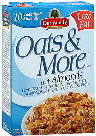 Oats & More, Almonds Toasted Multi-Grain Cereal With Almonds & Honey Oat Clusters, Almonds