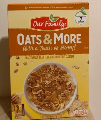 Oats & More Sweetened Corn & Wheat Cereal With Honey Flavored Oat Clusters, Oats & More With Honey