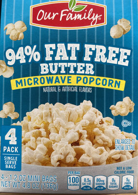 Butter 94% Fat Free Microwave Popping Corn, Butter