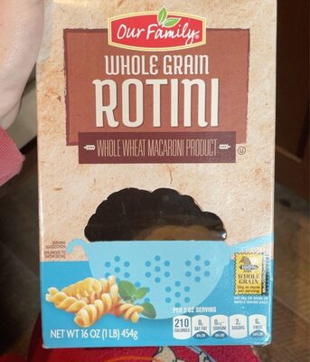 Whole Wheat Macaroni Product, Whole Grain Rotini