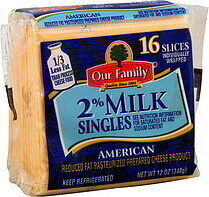 American Reduced Fat Pasteurized Process Cheese Product Singles, American