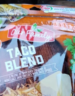 Taco Blend Of Cheddar And Monterey Jack Shredded Natural Cheeses With Taco Spices, Taco Blend