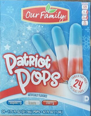 Raspberry, Lemon, Cherry Patriot Pops, Raspberry, Lemon, Cherry