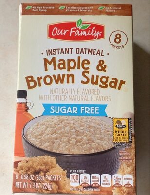 Maple & Brown Sugar Sugar Free Instant Oatmeal, Maple & Brown Sugar
