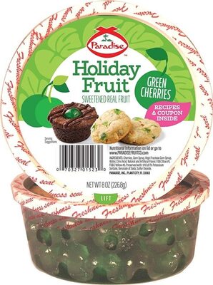 Paradise Holiday Fruit Green Cherries, 8 Oz