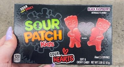 Black Raspberry Sour Hearts Soft & Chewy Candy, Black Raspberry