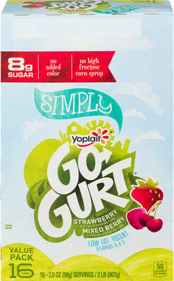 Go-Gurt Simply Strawberry and Mixed Berry Low Fat Yogurt Pouches 16 Count