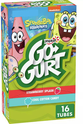 Yoplait Go-Gurt SpongeBob SquarePants Cotton Candy and Strawberry Yogurt Tubes 16 Count