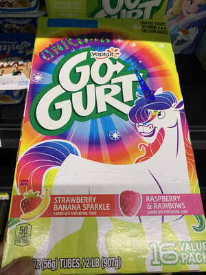Go-Gurt Raspberry and Strawberry Banana Variety Pack Low Fat Yogurt Tubes 16 Count