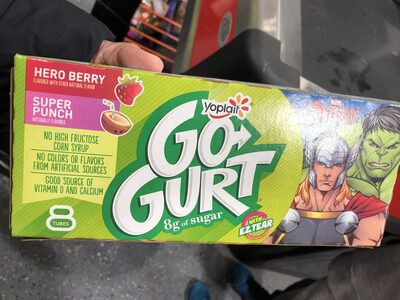 Go-Gurt Spiderman Gluten Free Berry and Fruit Punch Yogurt Tubes 8 Count