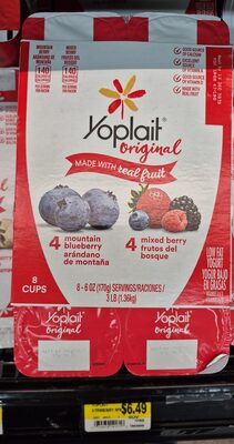 Yoplait Original Mountain Blueberry and Mixed Berry Gluten-Free Yogurt Cup Variety Pack 8 Count