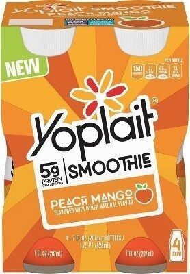 Peach Mango Flavored Cultured Dairy Beverage Smoothie, Peach Mango