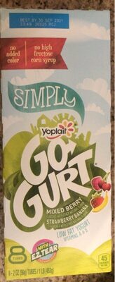Go-Gurt Simply Mixed Berry and Strawberry Banana Low Fat Tubes 8 Count