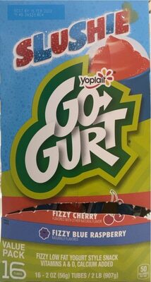 Go-Gurt Slushie Fizzy Black Raspberry and Cherry Low Fat Yogurt Style Snack Tubes 16 Count