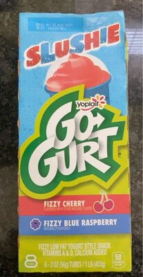 Go-Gurt Slushie Fizzy Black Raspberry and Cherry Low Fat Yogurt Style Snack Tubes 8 Count