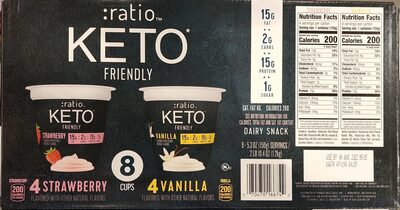 Ratio Keto Friendly Strawberry And Vanilla Dairy Snack 8 Count