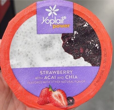 Power Strawberry With Acai And Chia Low Fat Yogurt, Strawberry