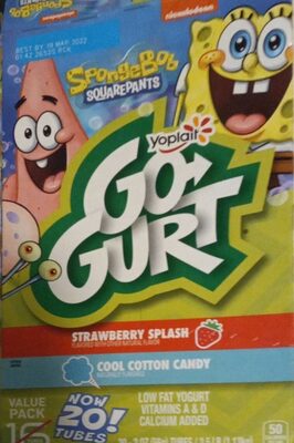 Go-Gurt Strawberry and Cotton Candy Low Fat Yogurt Tubes 20 Count