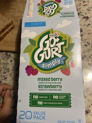 Go-Gurt Simply Mixed Berry and Strawberry Variety Pack Yogurt 20 Count
